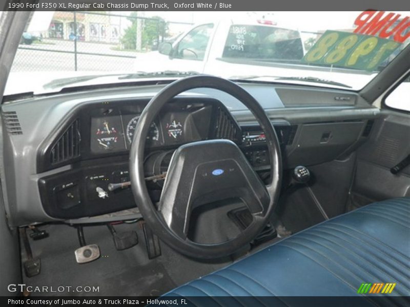 Oxford White / Blue 1990 Ford F350 XL Regular Cab Chassis Dump Truck