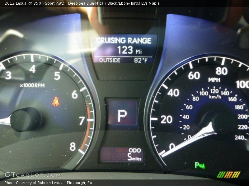 Deep Sea Blue Mica / Black/Ebony Birds Eye Maple 2013 Lexus RX 350 F Sport AWD