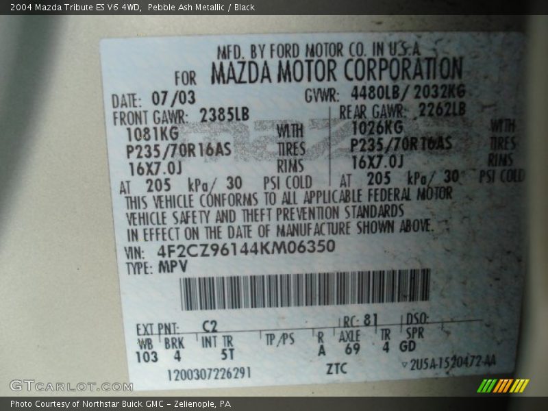 Pebble Ash Metallic / Black 2004 Mazda Tribute ES V6 4WD
