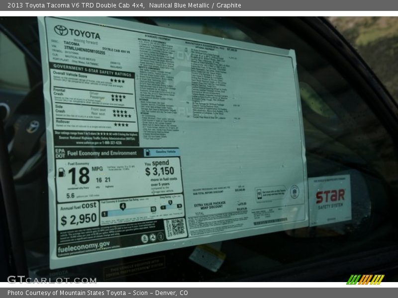 Nautical Blue Metallic / Graphite 2013 Toyota Tacoma V6 TRD Double Cab 4x4