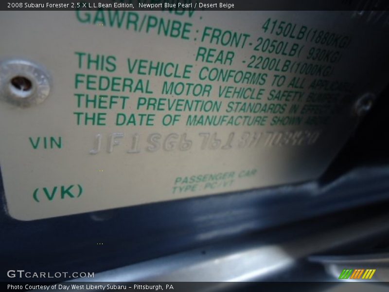 Newport Blue Pearl / Desert Beige 2008 Subaru Forester 2.5 X L.L.Bean Edition