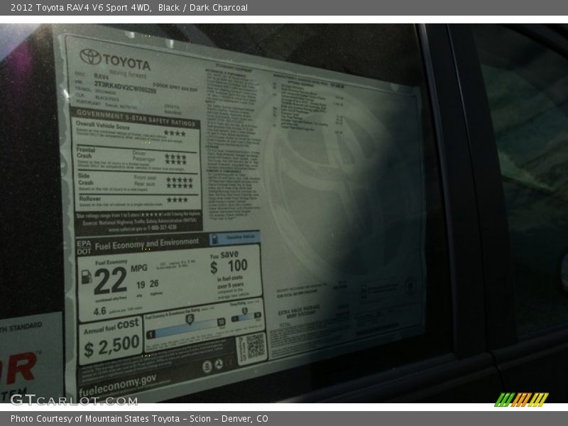 Black / Dark Charcoal 2012 Toyota RAV4 V6 Sport 4WD