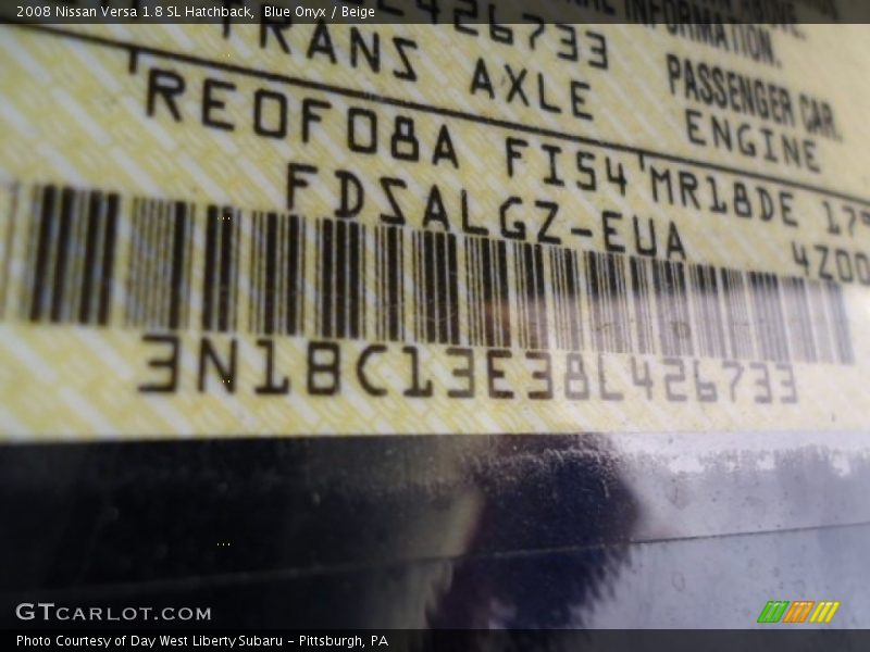 Blue Onyx / Beige 2008 Nissan Versa 1.8 SL Hatchback