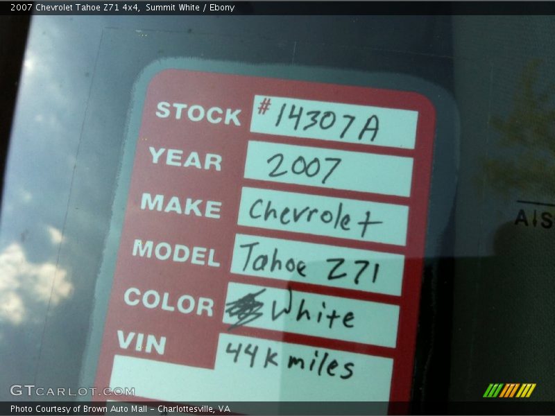 Summit White / Ebony 2007 Chevrolet Tahoe Z71 4x4