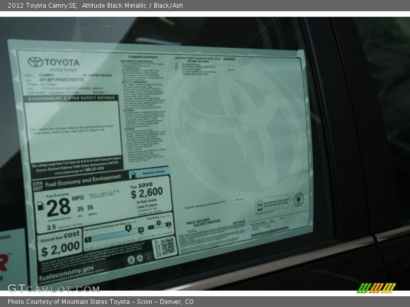 Attitude Black Metallic / Black/Ash 2012 Toyota Camry SE