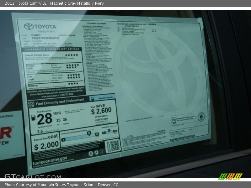 Magnetic Gray Metallic / Ivory 2012 Toyota Camry LE