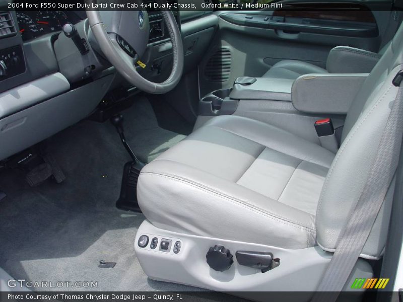 Oxford White / Medium Flint 2004 Ford F550 Super Duty Lariat Crew Cab 4x4 Dually Chassis