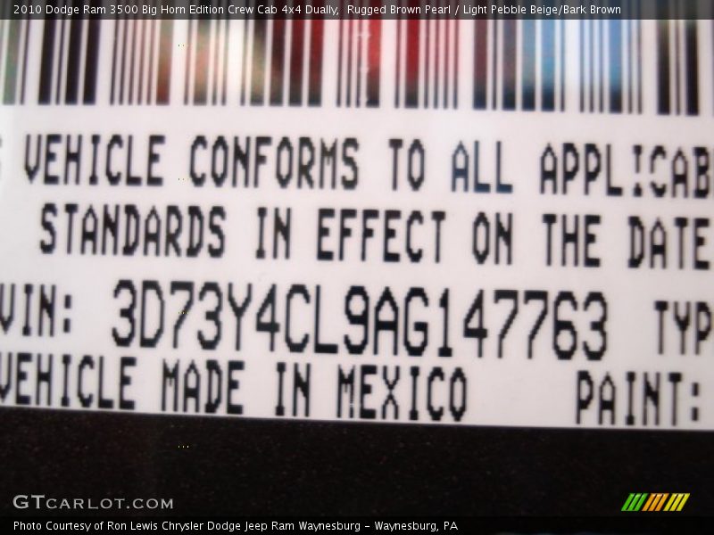 Rugged Brown Pearl / Light Pebble Beige/Bark Brown 2010 Dodge Ram 3500 Big Horn Edition Crew Cab 4x4 Dually