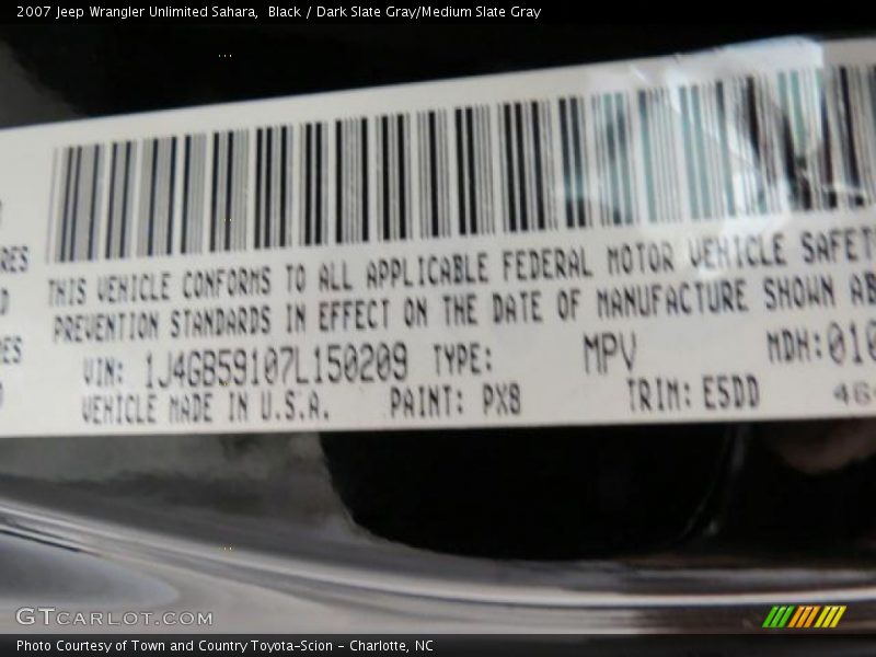 Black / Dark Slate Gray/Medium Slate Gray 2007 Jeep Wrangler Unlimited Sahara