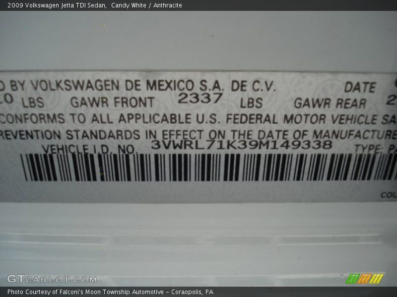 Candy White / Anthracite 2009 Volkswagen Jetta TDI Sedan