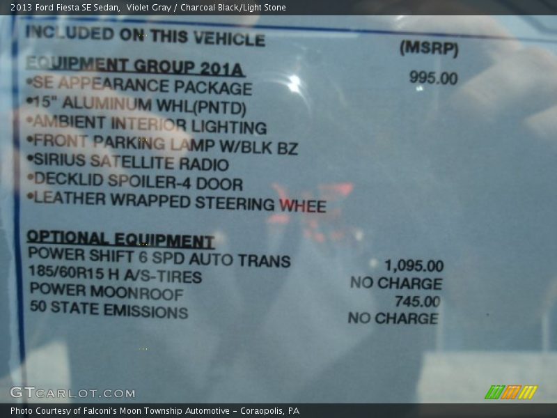 Violet Gray / Charcoal Black/Light Stone 2013 Ford Fiesta SE Sedan