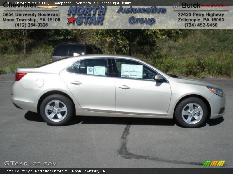 Champagne Silver Metallic / Cocoa/Light Neutral 2013 Chevrolet Malibu LT