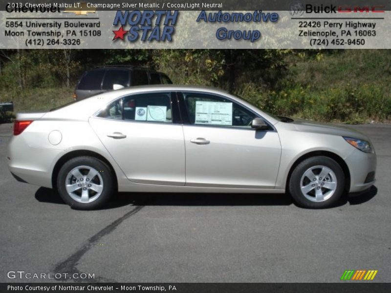 Champagne Silver Metallic / Cocoa/Light Neutral 2013 Chevrolet Malibu LT