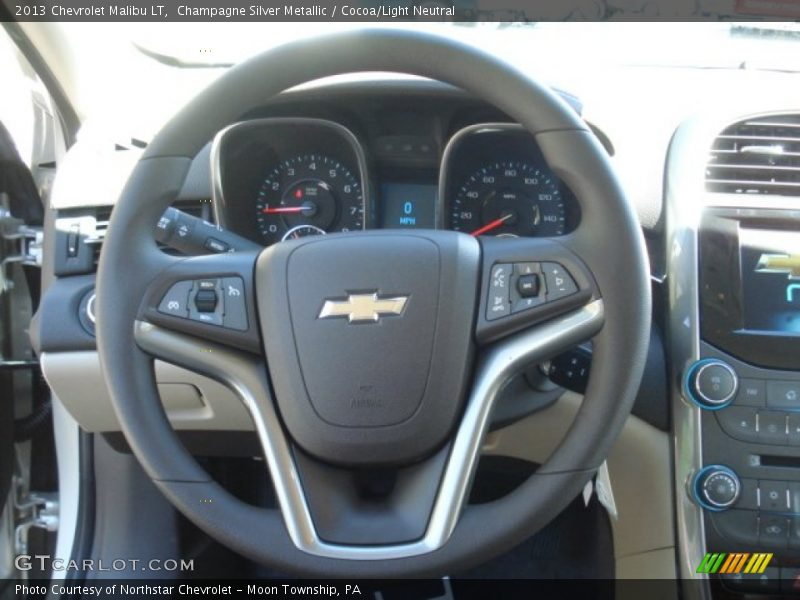 Champagne Silver Metallic / Cocoa/Light Neutral 2013 Chevrolet Malibu LT