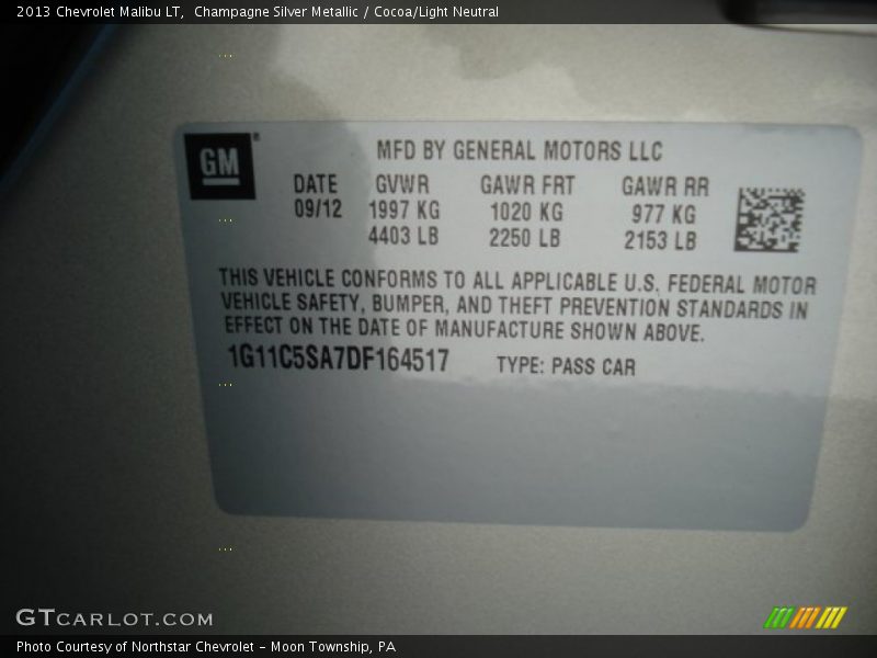 Champagne Silver Metallic / Cocoa/Light Neutral 2013 Chevrolet Malibu LT