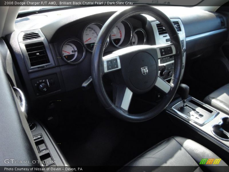 Brilliant Black Crystal Pearl / Dark Slate Gray 2008 Dodge Charger R/T AWD