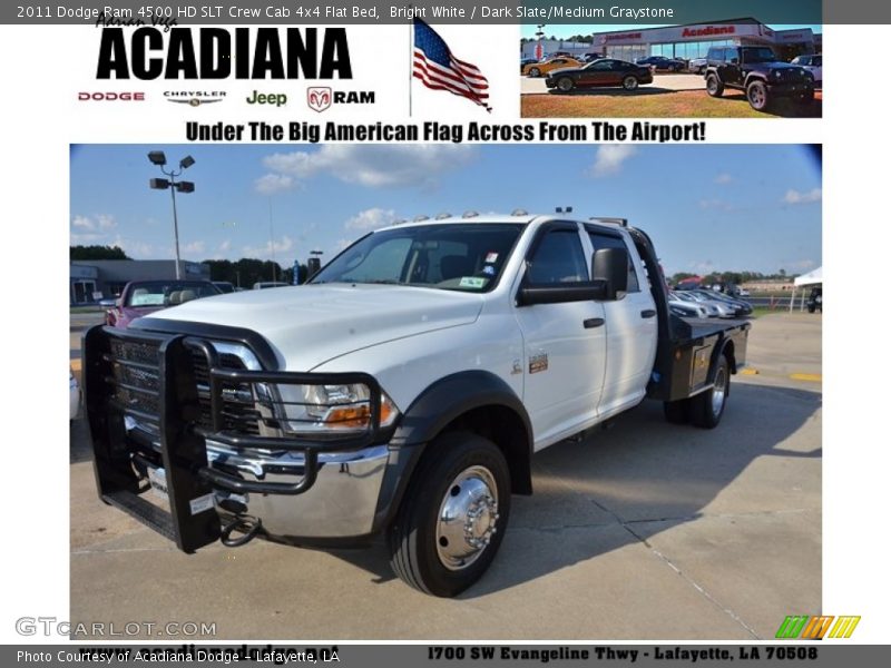Bright White / Dark Slate/Medium Graystone 2011 Dodge Ram 4500 HD SLT Crew Cab 4x4 Flat Bed