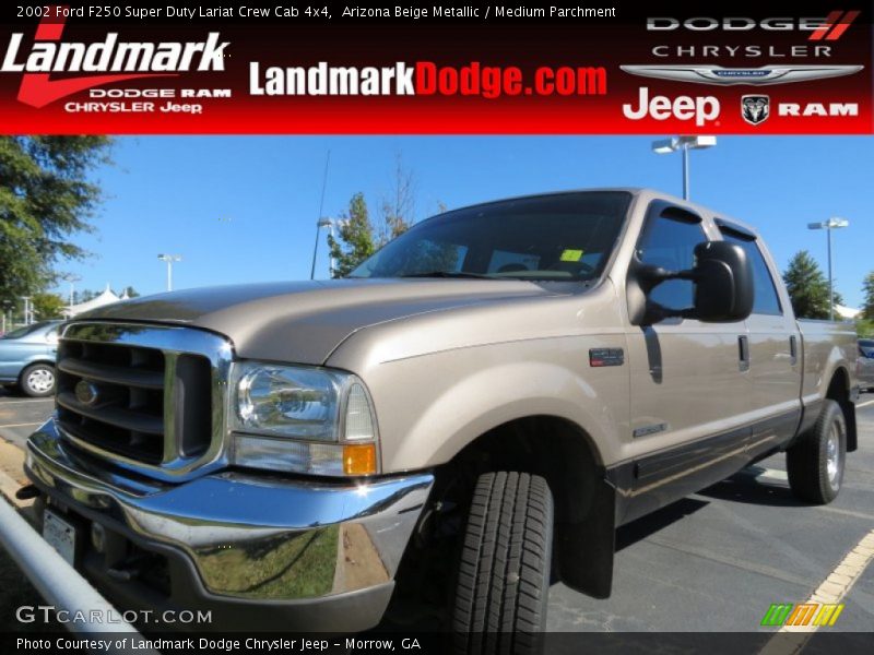 Arizona Beige Metallic / Medium Parchment 2002 Ford F250 Super Duty Lariat Crew Cab 4x4