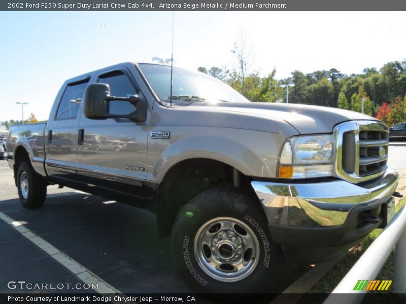 Arizona Beige Metallic / Medium Parchment 2002 Ford F250 Super Duty Lariat Crew Cab 4x4