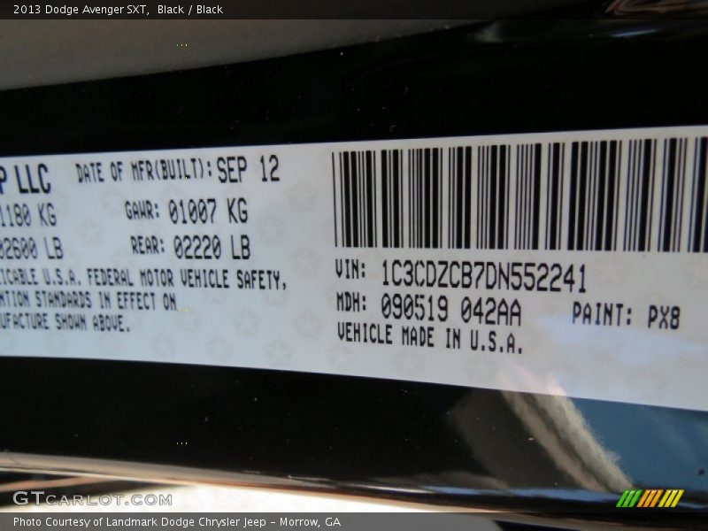 Black / Black 2013 Dodge Avenger SXT