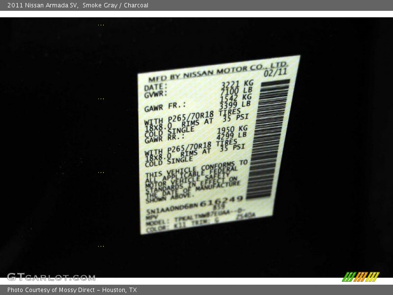 Smoke Gray / Charcoal 2011 Nissan Armada SV