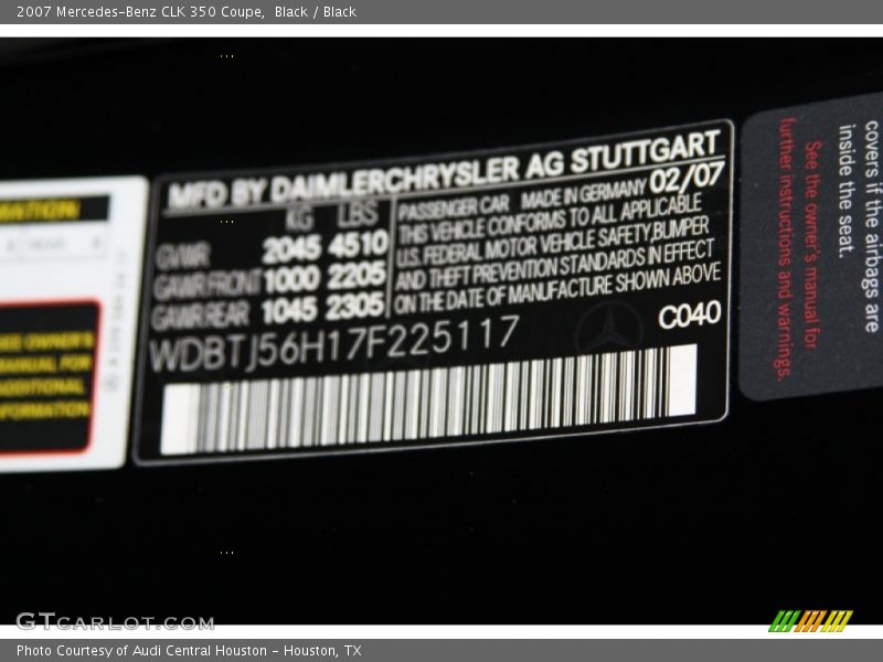 Black / Black 2007 Mercedes-Benz CLK 350 Coupe