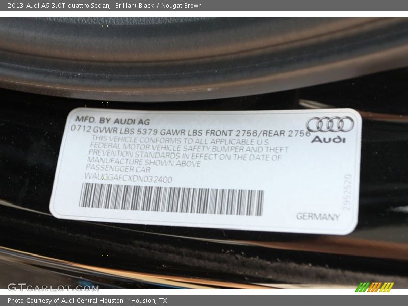 Brilliant Black / Nougat Brown 2013 Audi A6 3.0T quattro Sedan