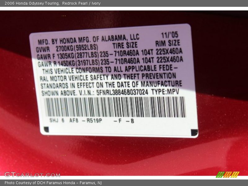 Redrock Pearl / Ivory 2006 Honda Odyssey Touring