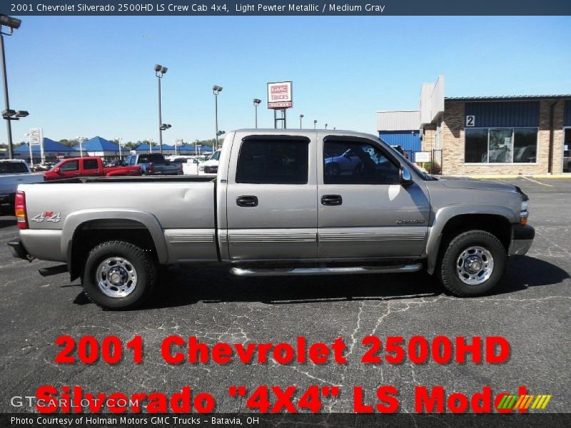Light Pewter Metallic / Medium Gray 2001 Chevrolet Silverado 2500HD LS Crew Cab 4x4