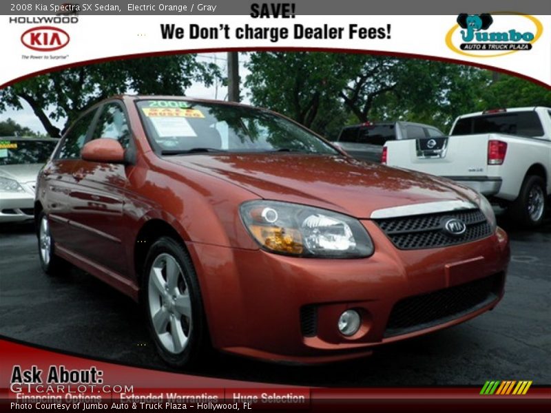 Electric Orange / Gray 2008 Kia Spectra SX Sedan