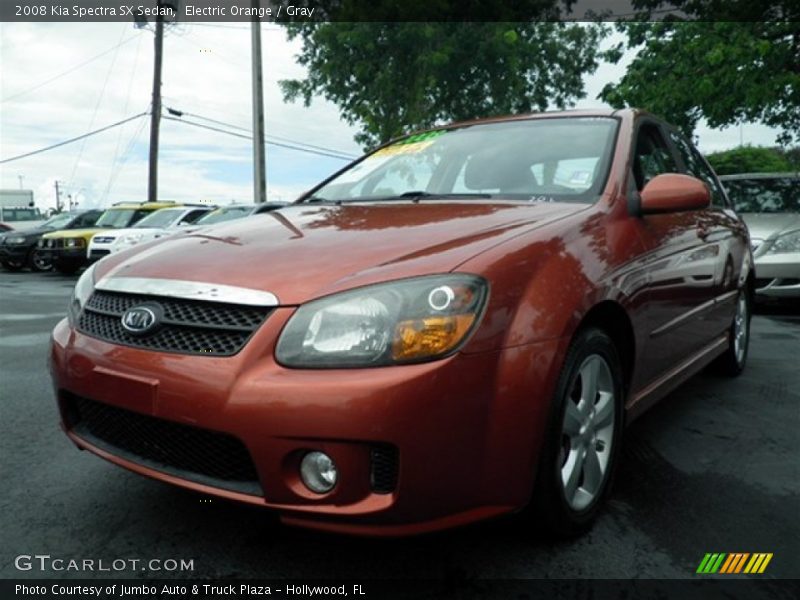 Electric Orange / Gray 2008 Kia Spectra SX Sedan