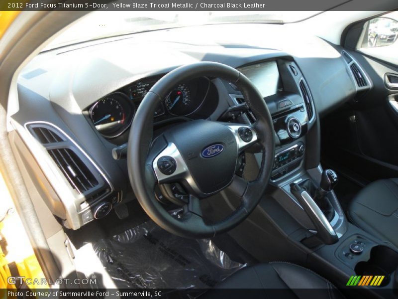 Yellow Blaze Tricoat Metallic / Charcoal Black Leather 2012 Ford Focus Titanium 5-Door