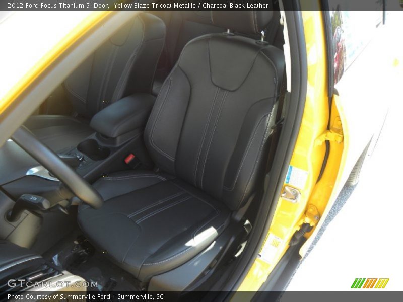 Yellow Blaze Tricoat Metallic / Charcoal Black Leather 2012 Ford Focus Titanium 5-Door