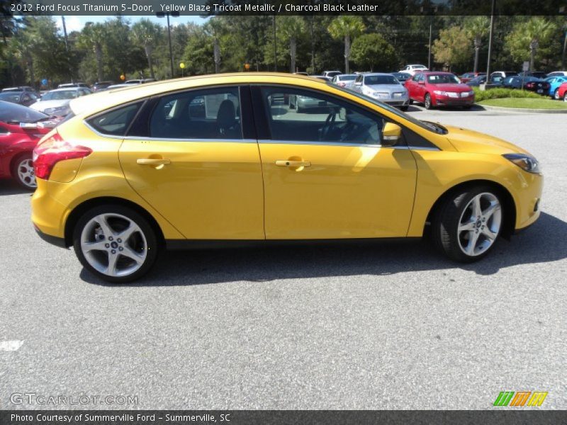 Yellow Blaze Tricoat Metallic / Charcoal Black Leather 2012 Ford Focus Titanium 5-Door