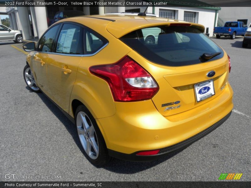 Yellow Blaze Tricoat Metallic / Charcoal Black Leather 2012 Ford Focus Titanium 5-Door