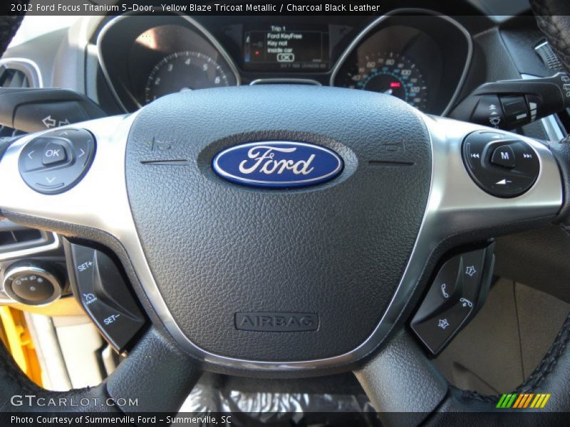 Yellow Blaze Tricoat Metallic / Charcoal Black Leather 2012 Ford Focus Titanium 5-Door
