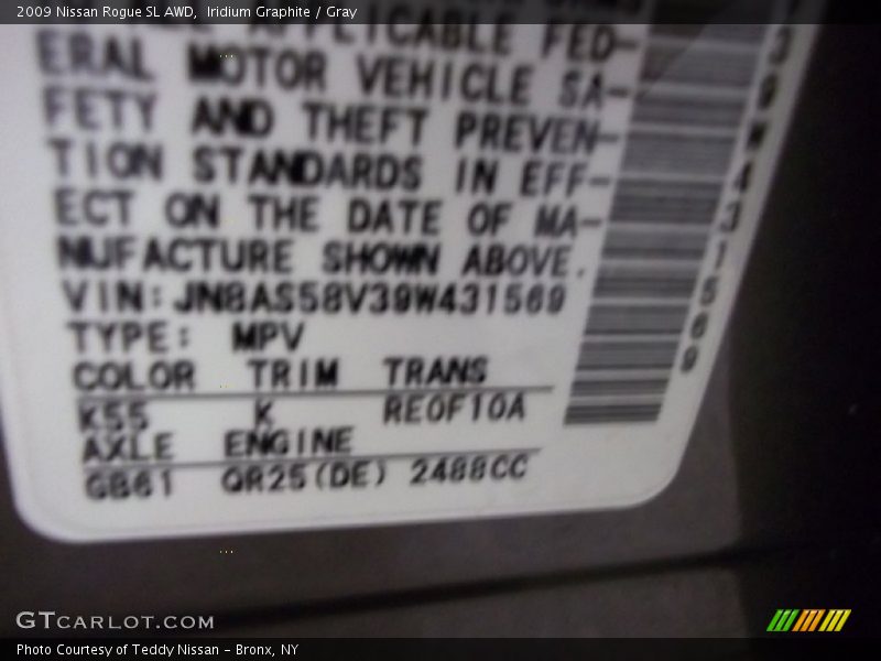 Iridium Graphite / Gray 2009 Nissan Rogue SL AWD