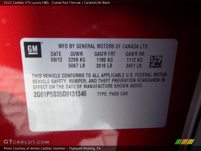 Crystal Red Tintcoat / Caramel/Jet Black 2013 Cadillac XTS Luxury FWD