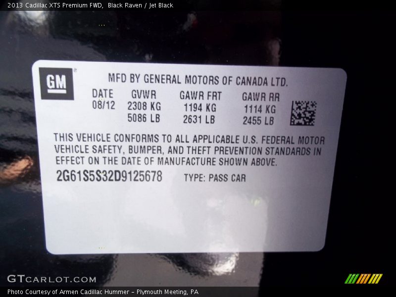 Black Raven / Jet Black 2013 Cadillac XTS Premium FWD