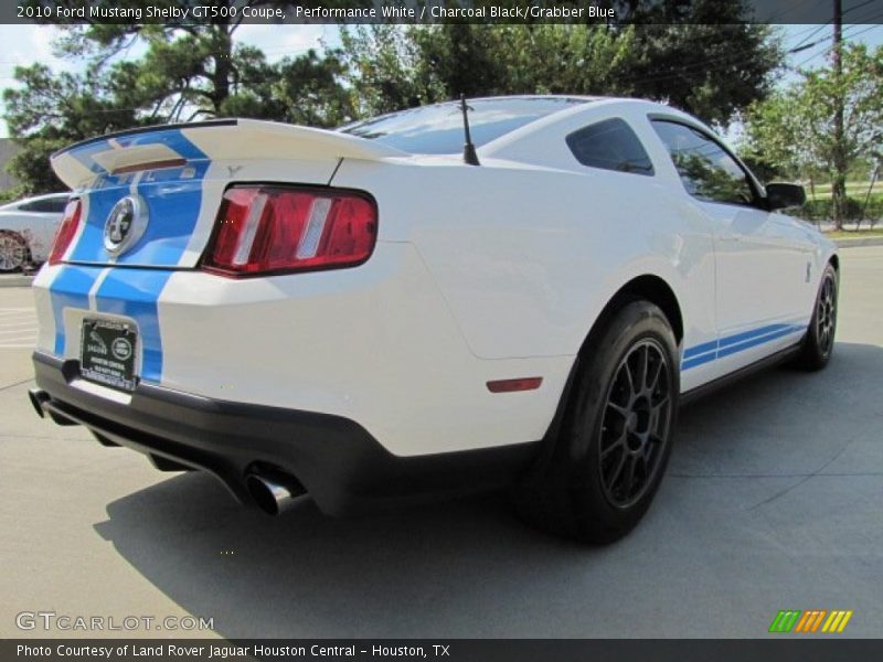 Performance White / Charcoal Black/Grabber Blue 2010 Ford Mustang Shelby GT500 Coupe