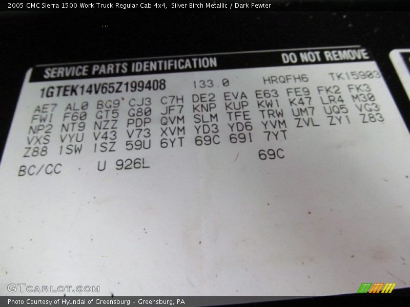 Silver Birch Metallic / Dark Pewter 2005 GMC Sierra 1500 Work Truck Regular Cab 4x4