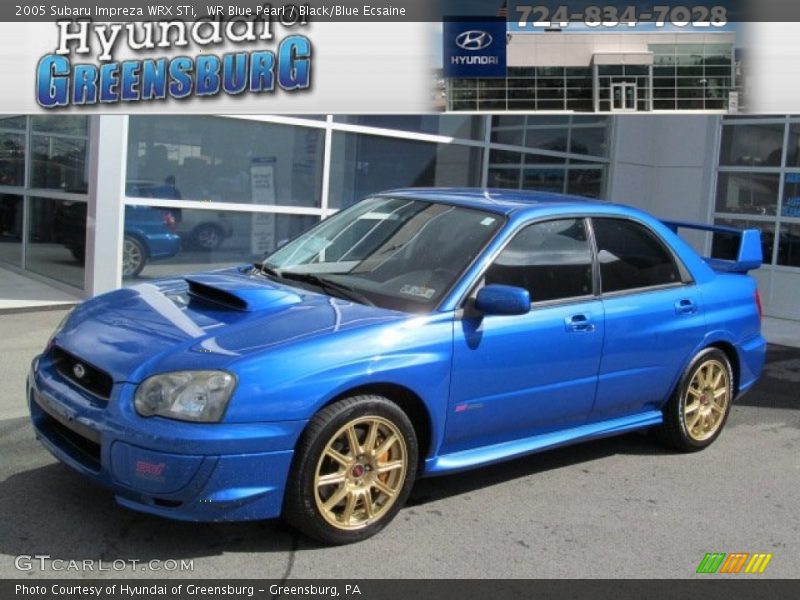 WR Blue Pearl / Black/Blue Ecsaine 2005 Subaru Impreza WRX STi