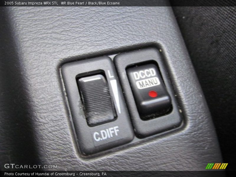 WR Blue Pearl / Black/Blue Ecsaine 2005 Subaru Impreza WRX STi