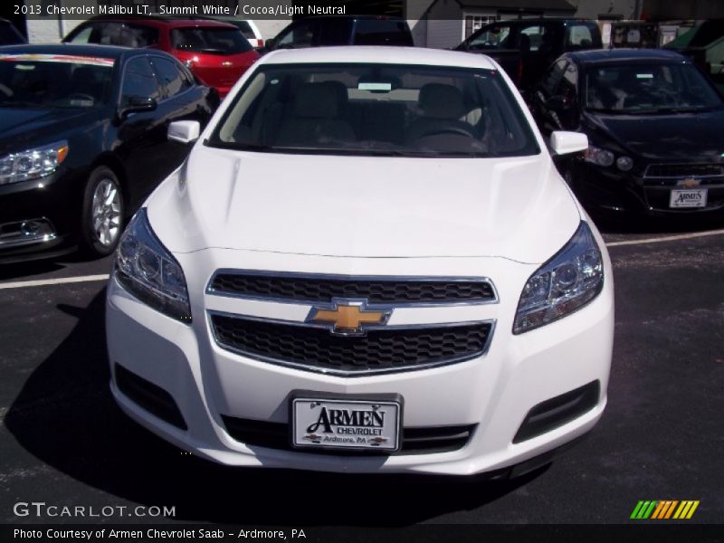 Summit White / Cocoa/Light Neutral 2013 Chevrolet Malibu LT