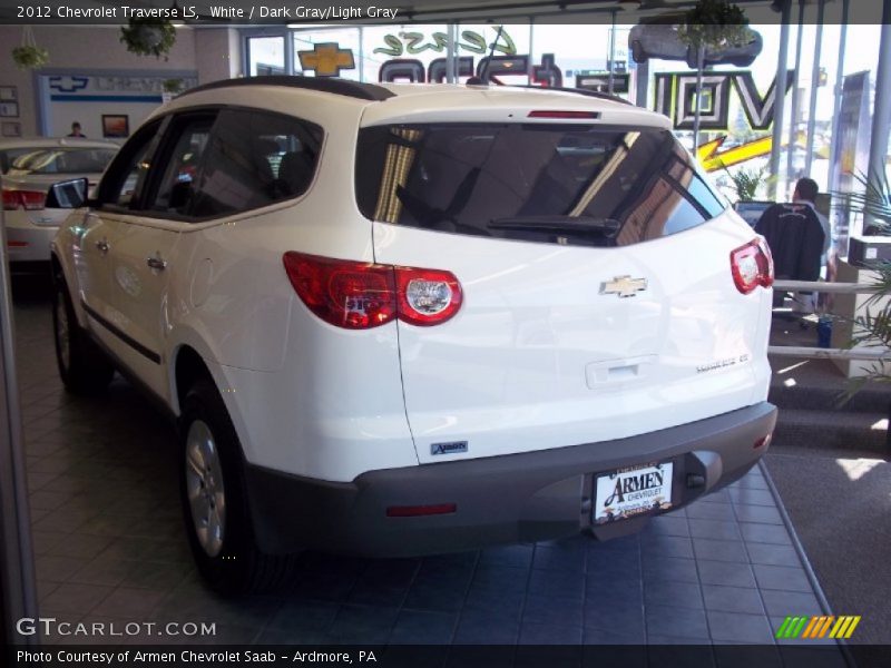 White / Dark Gray/Light Gray 2012 Chevrolet Traverse LS