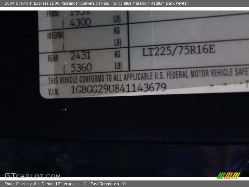 Indigo Blue Metallic / Medium Dark Pewter 2004 Chevrolet Express 2500 Passenger Conversion Van