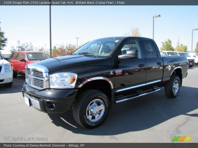 Brilliant Black Crystal Pearl / Khaki 2008 Dodge Ram 2500 Laramie Quad Cab 4x4