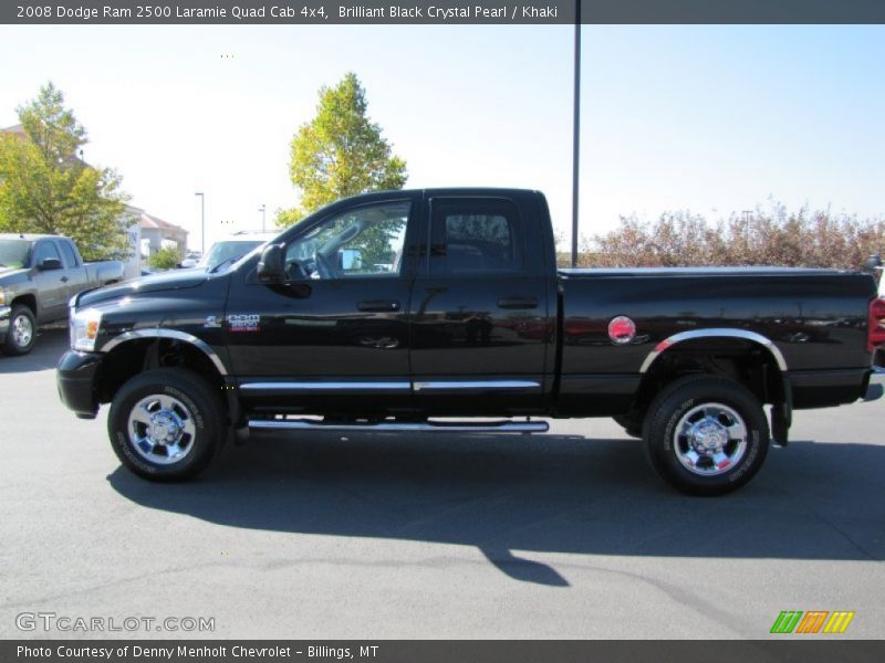 Brilliant Black Crystal Pearl / Khaki 2008 Dodge Ram 2500 Laramie Quad Cab 4x4