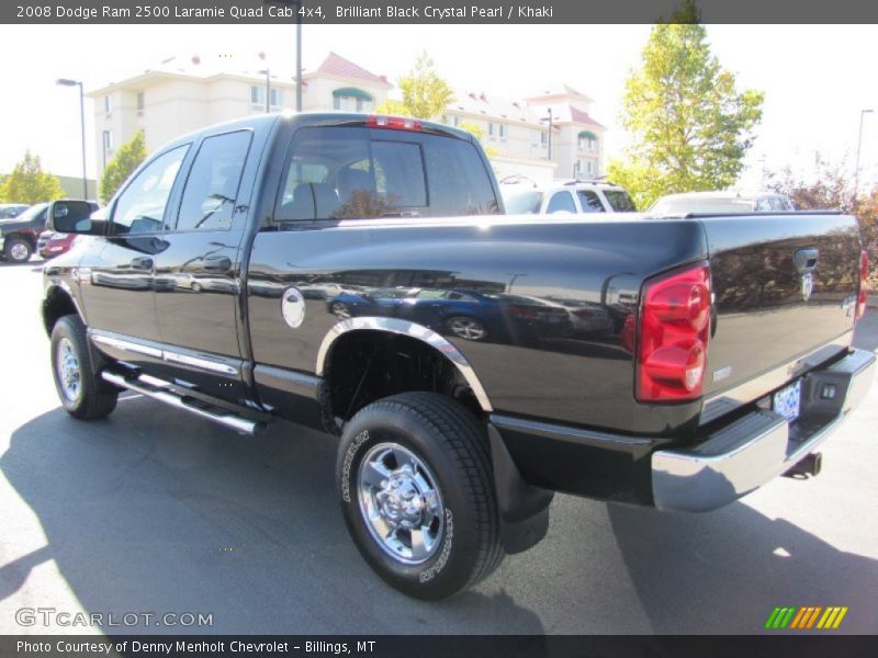 Brilliant Black Crystal Pearl / Khaki 2008 Dodge Ram 2500 Laramie Quad Cab 4x4