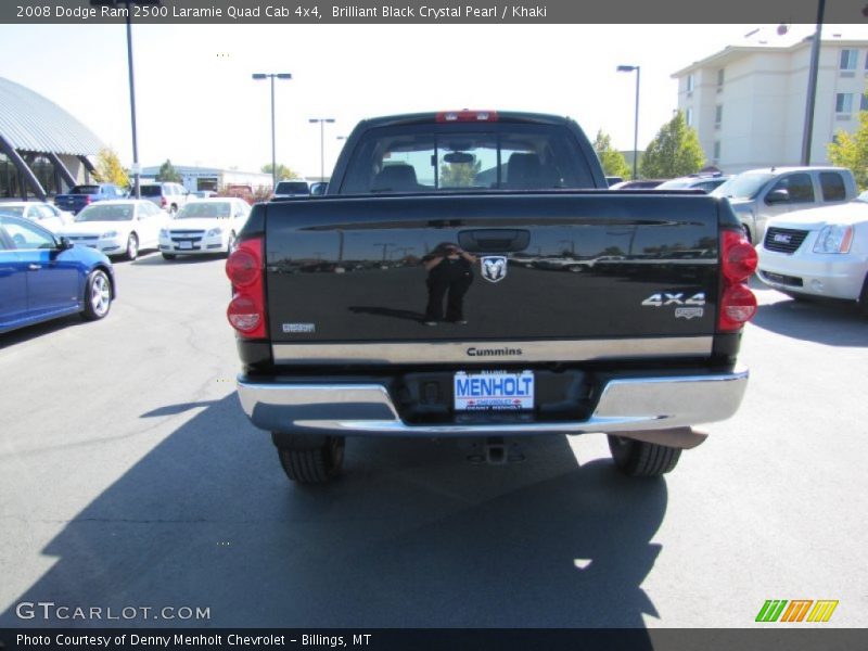 Brilliant Black Crystal Pearl / Khaki 2008 Dodge Ram 2500 Laramie Quad Cab 4x4
